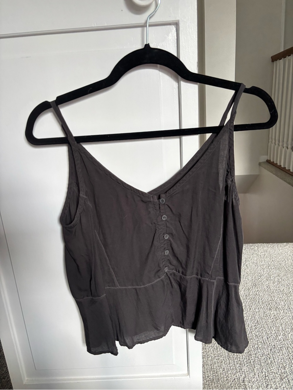 cloth & stone Charcoal Button-Front Spaghetti-Strap Camisole